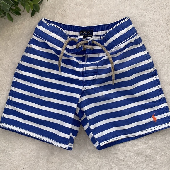 Polo Ralph Lauren Other - POLO Ralph Lauren 4T Boys Swim Trunks Shorts Blue & White Stripe